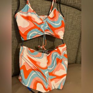 Shein Multicolor two piece swimsuit size XL NEW 👙